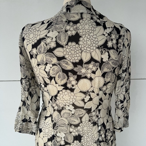 Vintage Women’s Black and White Floral Overlay Dress Sz Small - Picture 5 of 5
